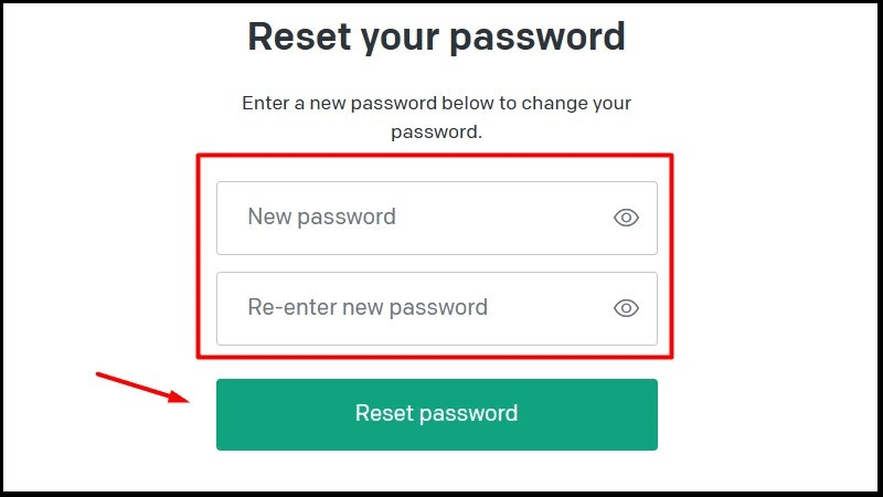 nhấn chọn reset password