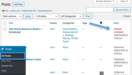 Nguyên nhân gây ra lỗi missed schedule post trong WordPress