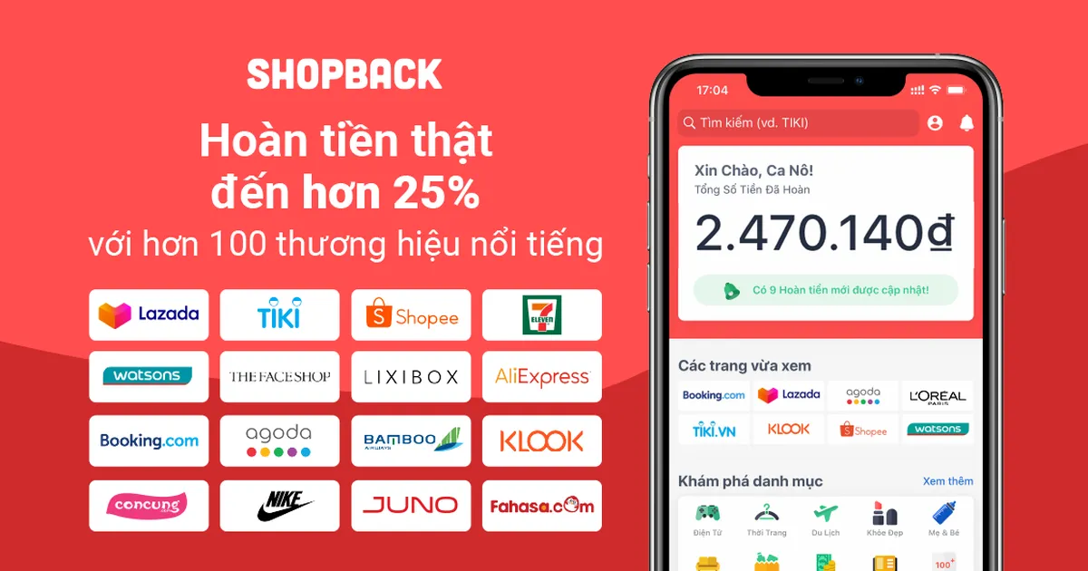 Ứng dụng ShopBack để kiếm tiền online