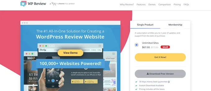 Plugin đánh giá sản phẩm - WP Review Pro