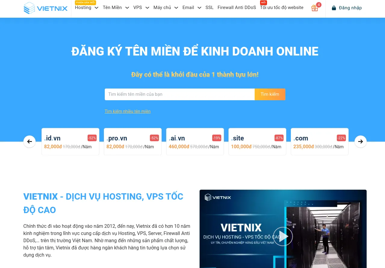 Vietnix - Nhà cung cấp hosting tốc độ cao hàng đầu Việt Nam