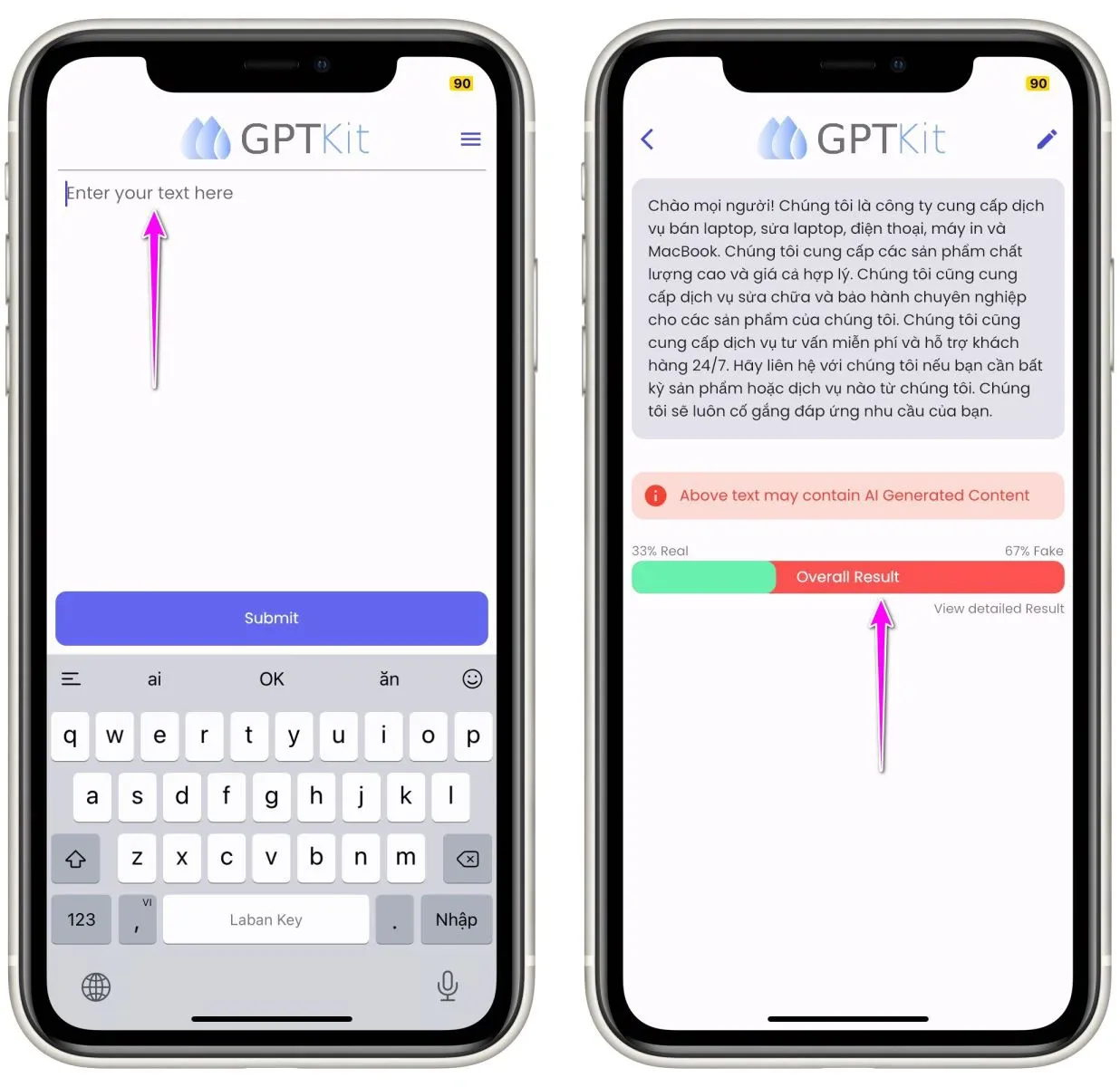 GPTKit AI Text Detector - Ứng dụng check AI dành cho Iphone 