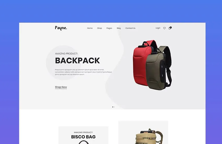 Payne là một website cung cấp nhiều template landing page với phong cách tối giản