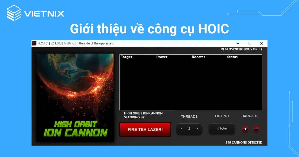 Giao diện công cụ HOIC