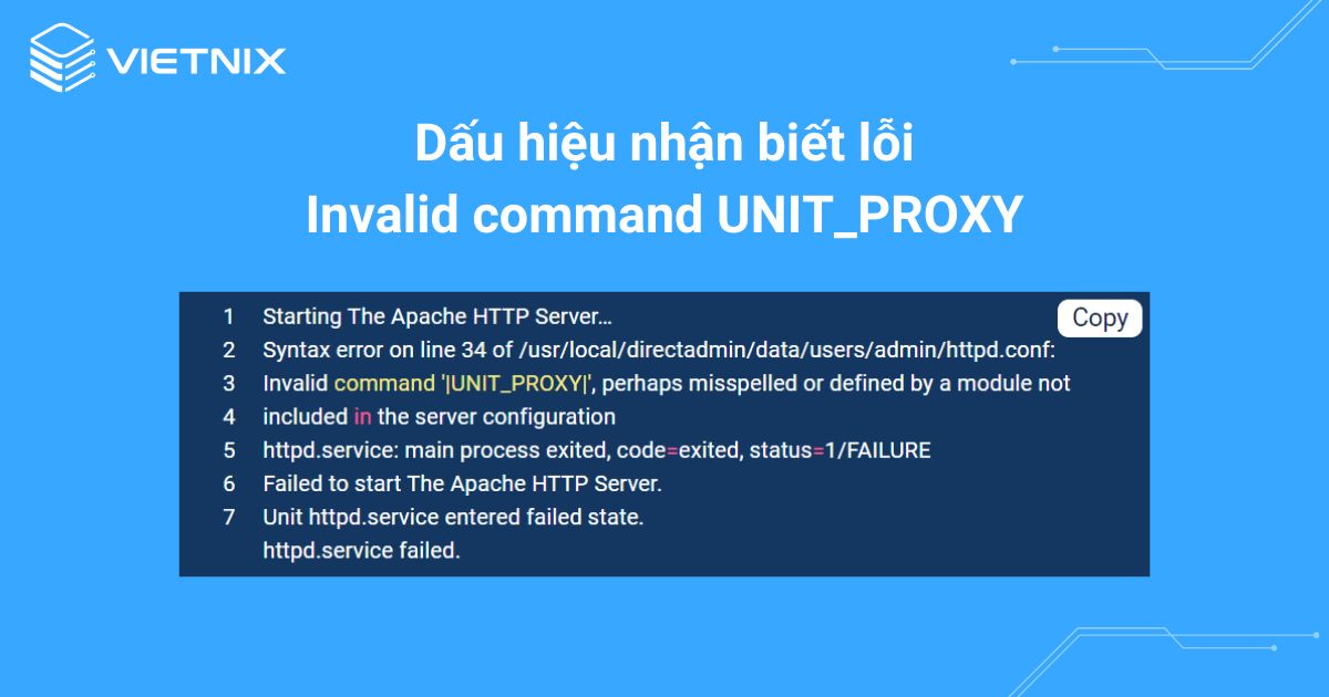 Dấu hiệu nhận biết lỗi Invalid command UNIT_PROXY