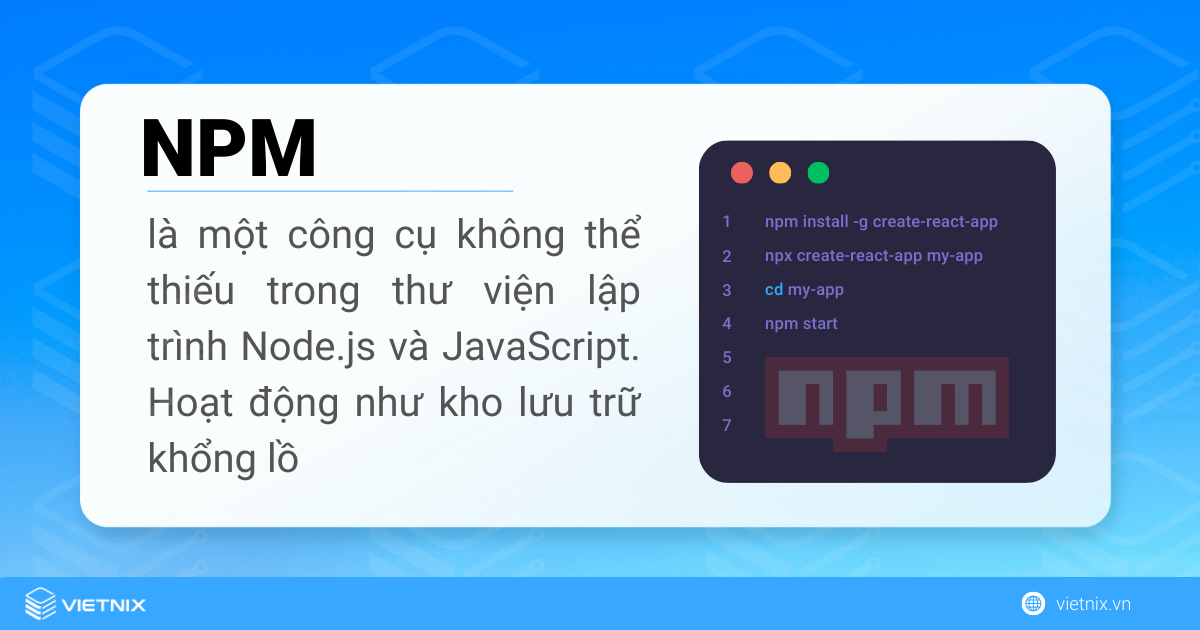 NPM là công cụ quan trọng trong thư viện Node.JS và Javascript