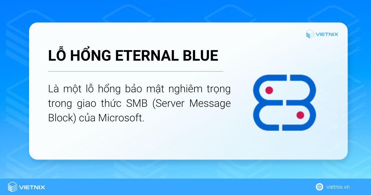 Lỗ hổng EternalBlue là một lỗ hổng bảo mật nghiêm trọng