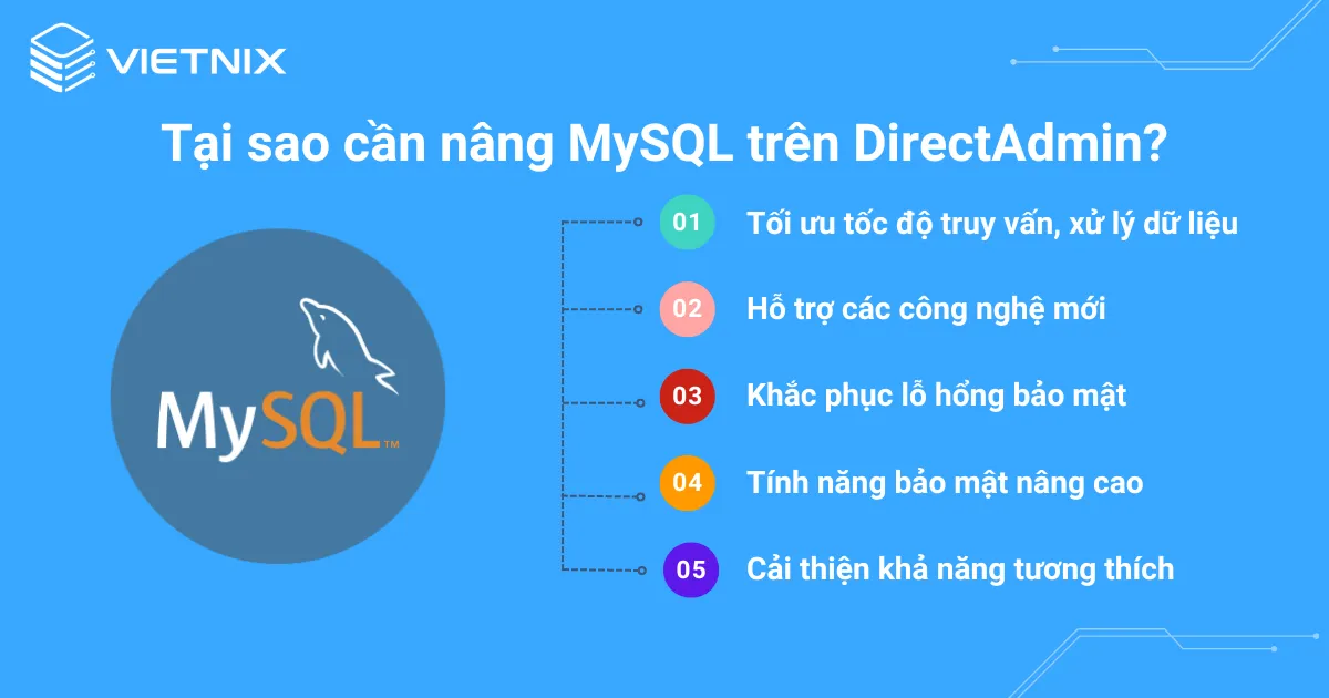 Tại sao cần nâng MySQL trên DirectAdmin?