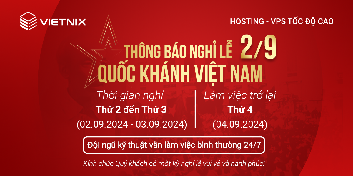 Thông báo nghỉ lễ Quốc Khánh 02/09/2024